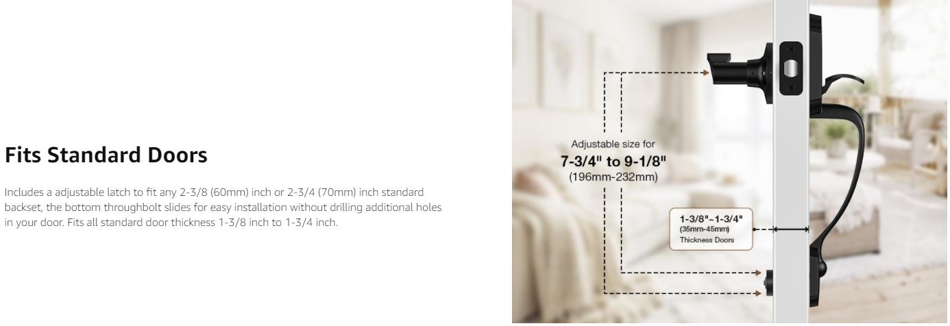 Brightify Antique Brass Front Door Handle No Lock, Classic Exterior Door Handle, Entry Door Handle Reversible for Left & Right Hand Doors