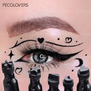 1pc Waterproof Double-Ended Eyeliner and Stamp Pen, Moon Flower Star, Smudge-Proof, Suitable for Beginners