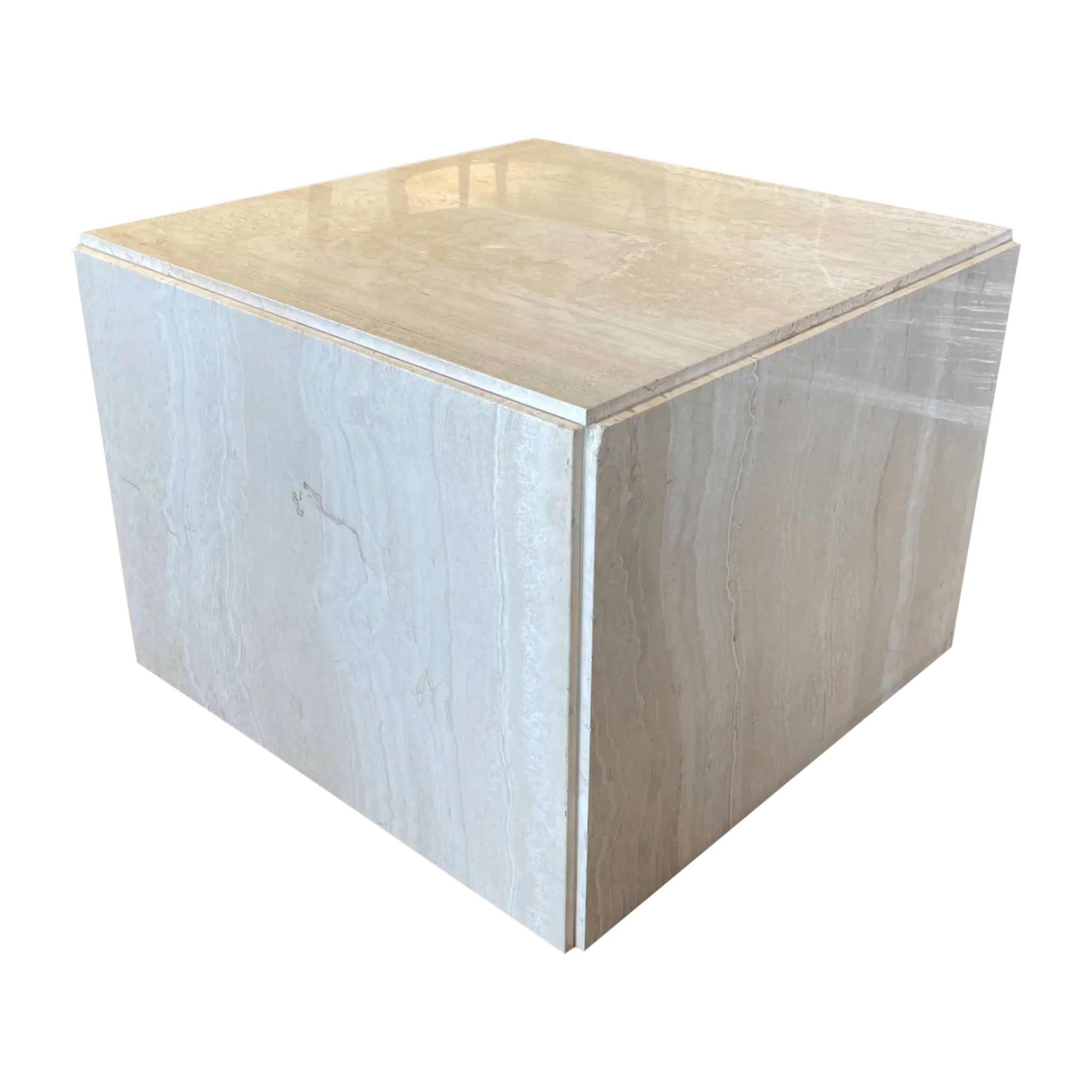 Travertine Cube Side Table