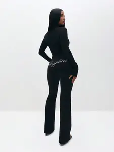 BABYPHAT Pull On Flare Leggings With Embroidered Script On Back For Casual Everyday Wear