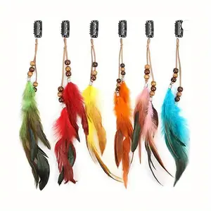 Boho Hair Clip with Feather & Tassel - Vintage Ethnic Long Hair Band, Hair Accessory for Beach Vacation, Wedding, Festival & Photo Shoot