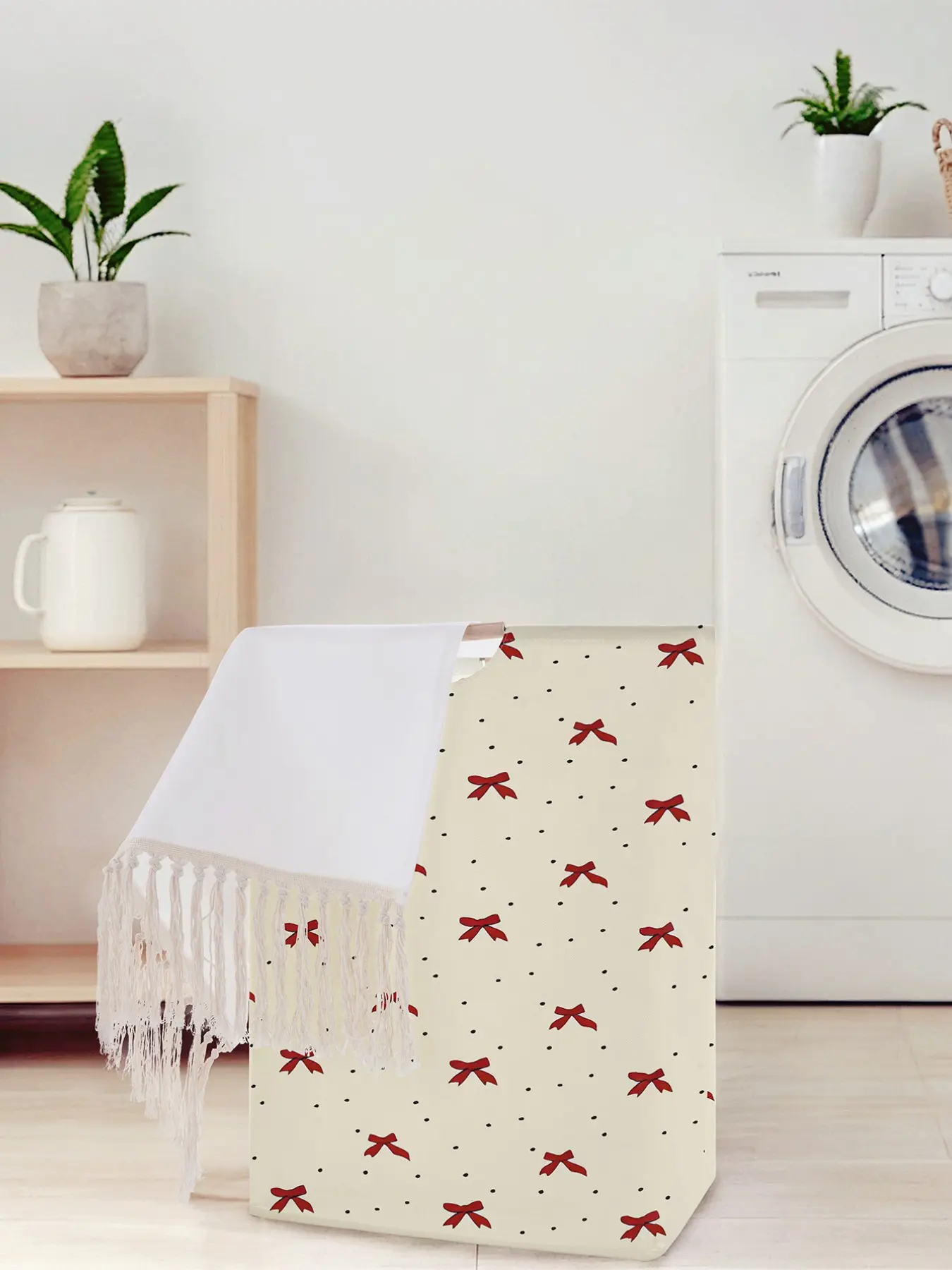Butterfly Knot Pattern Open Storage Box, Foldable Laundry Basket with Handle, Home Bathroom Collapsible Dirty Clothes Bucket