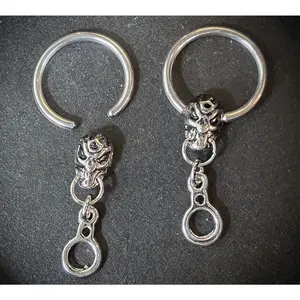 PAIR Skull & Handcuff Surgical Steel Captive Bead Rings Body Piercing Jewelry