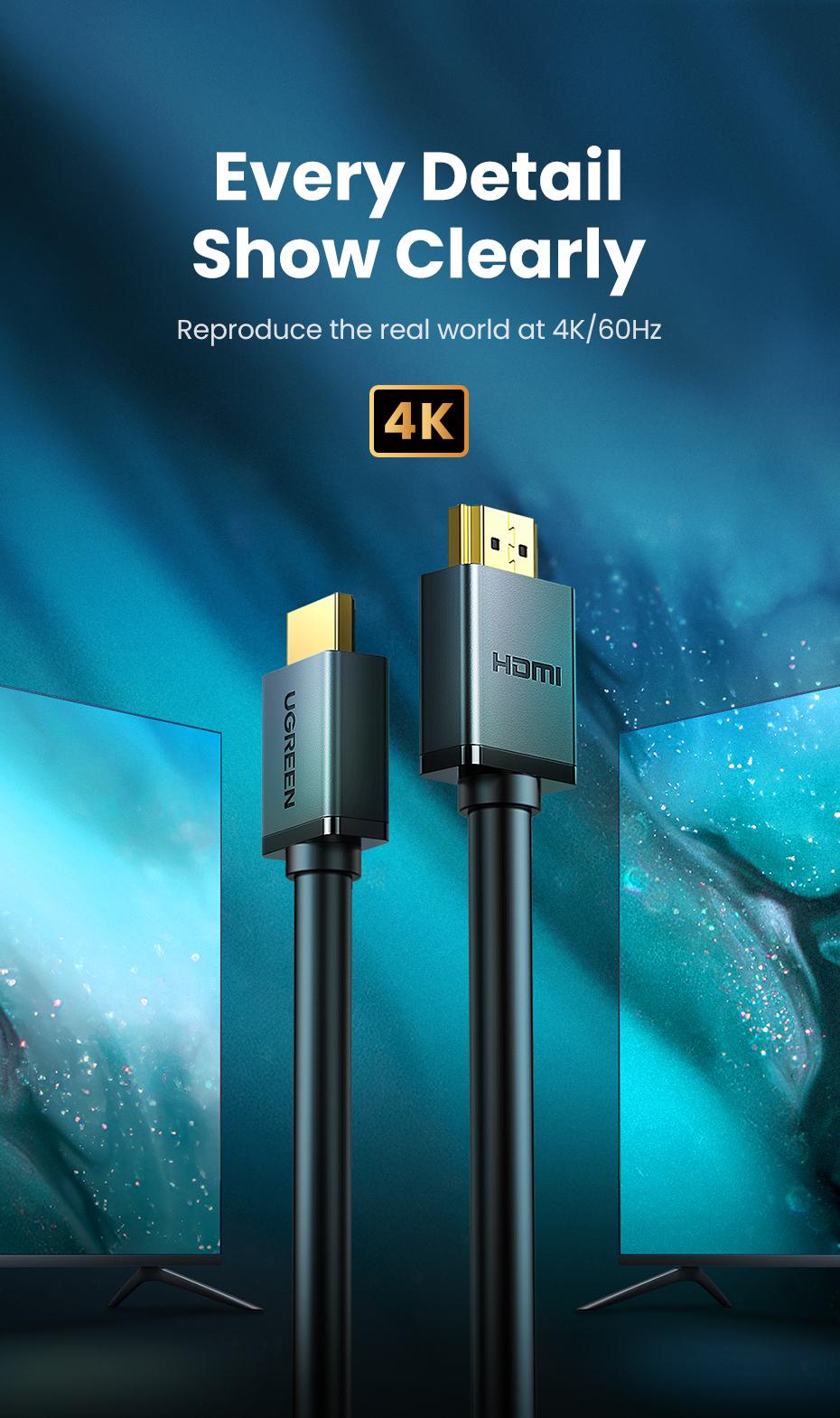 UGREEN 4K@60Hz HDMI Cable High Speed Monitor Cable 1.5FT | 18Gbps, Ethernet Support, Compatible with UHD TV Computer Switch Xbox 360 PS5 PS4 Blu-ray tiktokshopbacktoschool, Cable Connection, 1.5 Feet