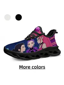 Kids' Neon E-Sports Style Anime Girl Trendy Casual Sneakers, Trendy Trainers - Skin-Friendly Mesh, High Elastic Shock-Absorbing & Non-Slip for Daily Outings & Outdoor Play