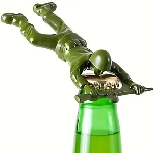 1pc Multifunctional Zinc Alloy Soldier Bottle Opener, Novelty Military Figure Beer Cap Lifter, Wall-Mounted Metal Beverage Opener, Summer, Valentine'S Day, Halloween, Father'S Day Gift