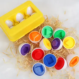 6pcs Set of Smart Egg Color Matching Game Toys - White Eggs in Yellow Carton, Ideal for Early Education and Cognitive Development, Perfect Easter Gift, Cognitive Development Toy | Color Matching Game | Durable Plastic Eggs, Egg Toys Birthda