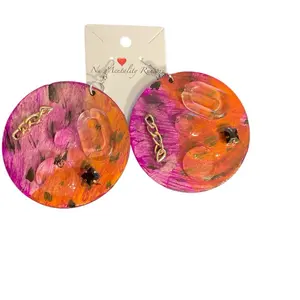 Custom Circle Resin Collage Earrings