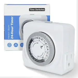 24-Hour Mechanical Timer for Electrical Outlets, Dual 3-Prong Outlets, 30-Minute Intervals, for Room Lights and  appliances, 125V 15A, ETL Certified
