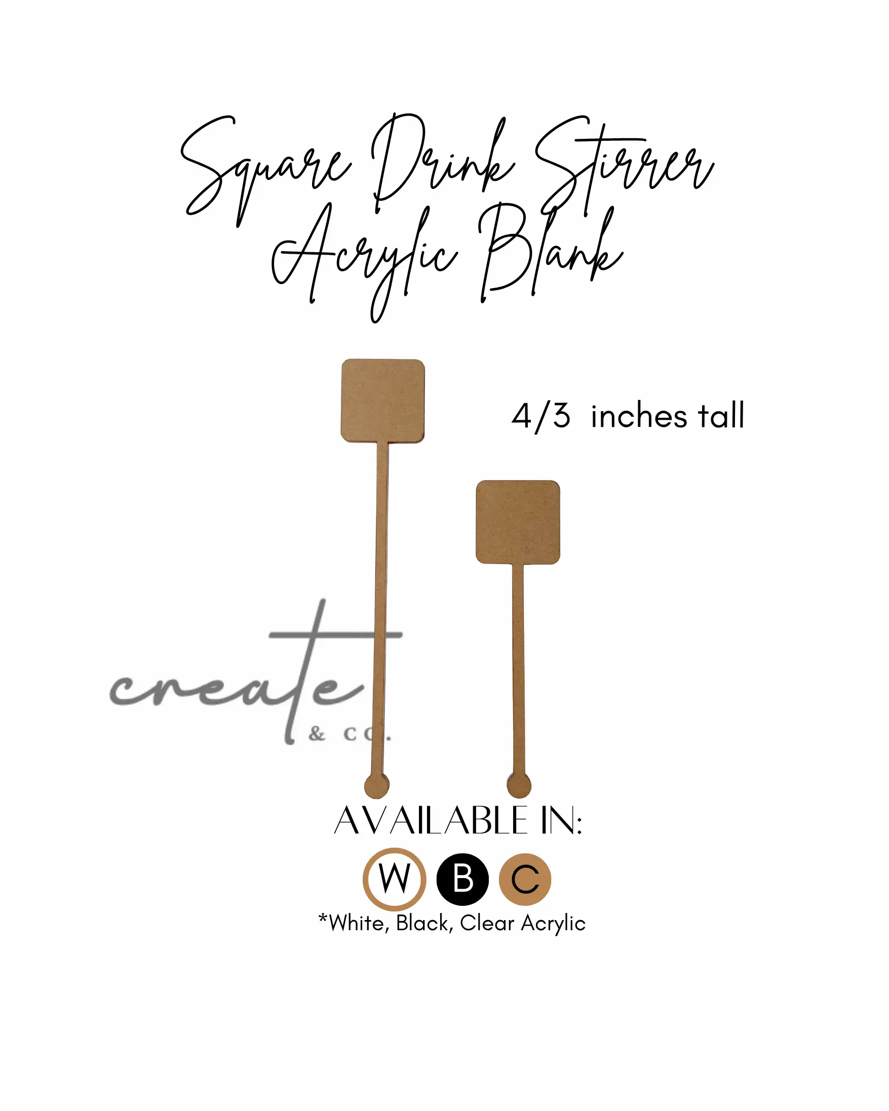Square Drink Stirrer Acrylic Blank