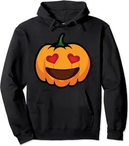 Pumpkin Emoji With Big Smile & Love Eyes Halloween Costume Pullover Hoodie - Latellestcha Shop 59B07THC2QS2