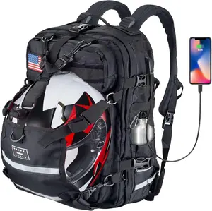 Large Capacity Motorcycle Backpacks for Men, Hiking Backpacks with USB Charging Port Motorcycle Helmet Backpack Cycling Riding Backpack