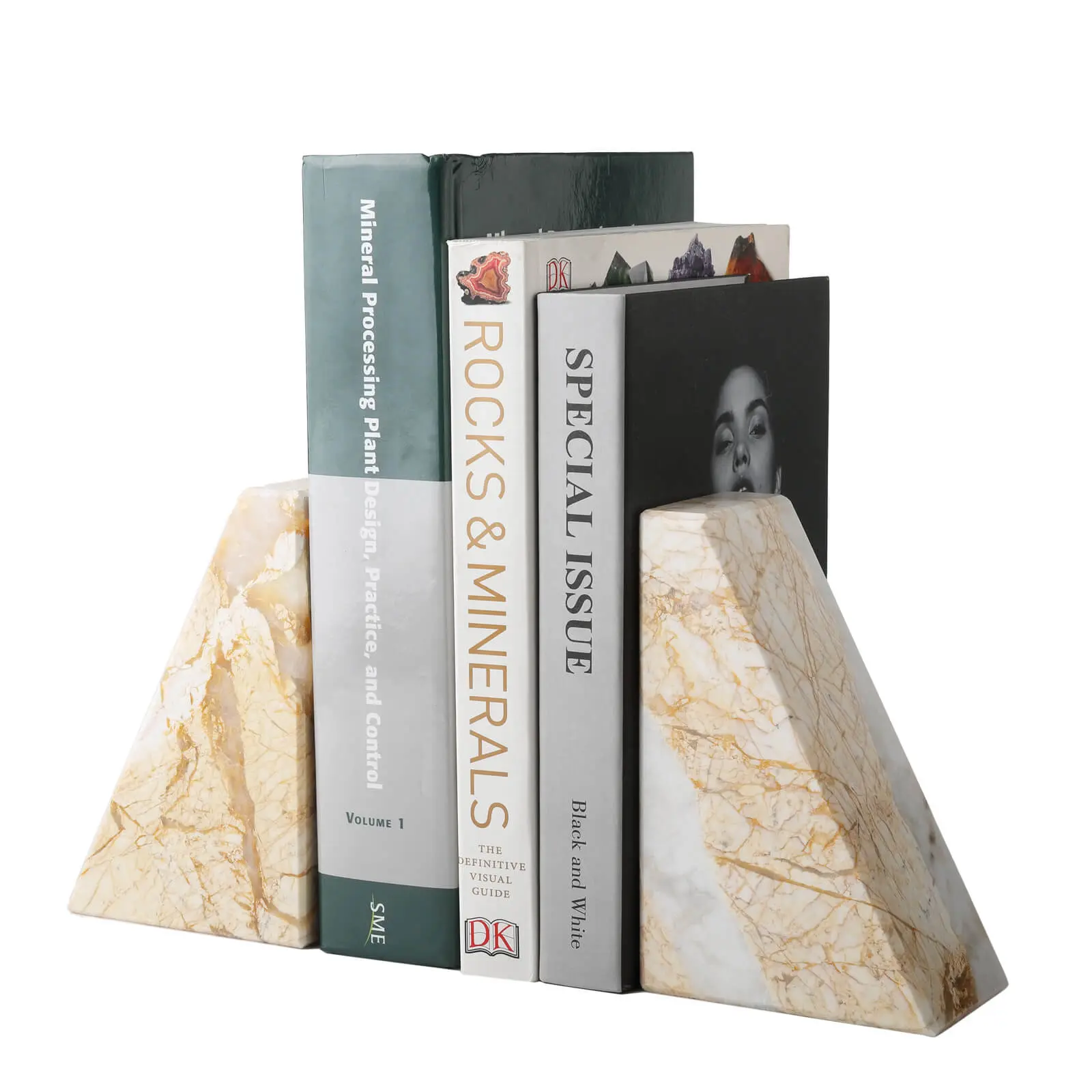 Trapezoid Bookends - Marble (Yellow River)