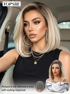 10" Ombre Platinum Blonde Bob Wig | 13x6 HD Transparent Lace Front Glueless Heat Resistant Synthetic Wig for Daily Wear