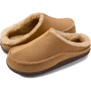 Men's Beige Suede Loafers - Ultra-Soft Plush Fuzzy Lined, Non-Slip, Warm, Comfortable Footwear for Boys, Ideal for Walking, Gift-Giving, Indoor & Outdoor Stylish Walking Shoes