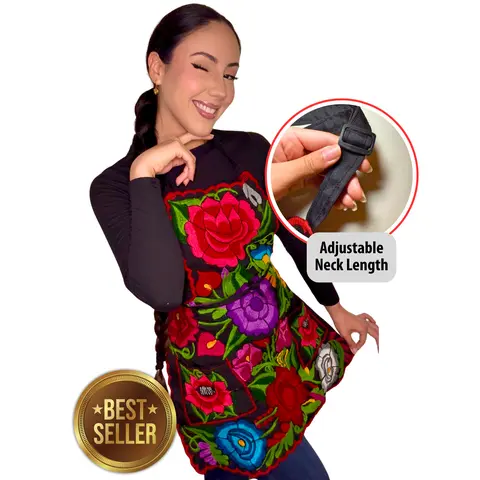 Black Embroidered Apron 230+ Sold, Made in Mexico