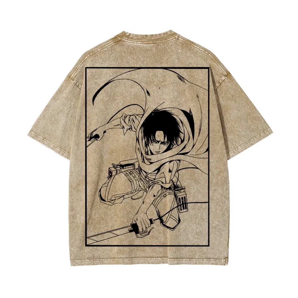 Attack on Titan Levi Ackerman Wings of Freedom Vintage Unisex Washed T-shirt