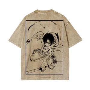 Attack on Titan Levi Ackerman Wings of Freedom Vintage Unisex Washed T-shirt