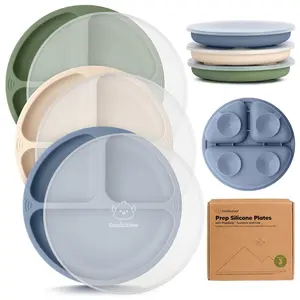 3-Pack Prep Silicone Suction Plates with Lids