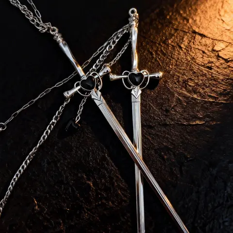 Women's 2PCS 20.5cm Ancient Style Cross Design Tassel Hairpins - Sword-Inspired Auspicious Love Punk Hair Sticks, Shiny Hair Accessories for Everyday, Anniversary, Beach, Engagement, Business Wear