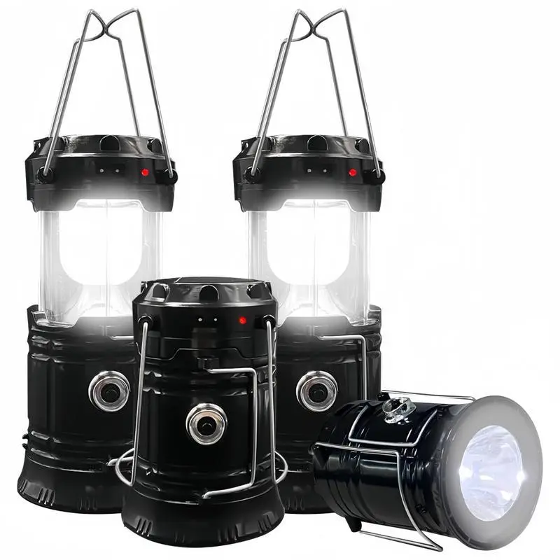 Unisex Rechargeable LED Camping Lantern - Solar & USB Dual Power, Portable & Lightweight, Retractable Arm, Collapsible, IPX4 Waterproof, Adjustable Long-Lasting Illumination, Batteries Included for Camping, Emergencies, Solar Powered Home/Outdoor Supply