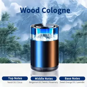 Multifunctional Car Air Freshener Lamp with Fog Effect Adjustable Atmosphere Diffuser for Vehicle Interior Fragrance Accessory Wood Cologne Car Odor Remover