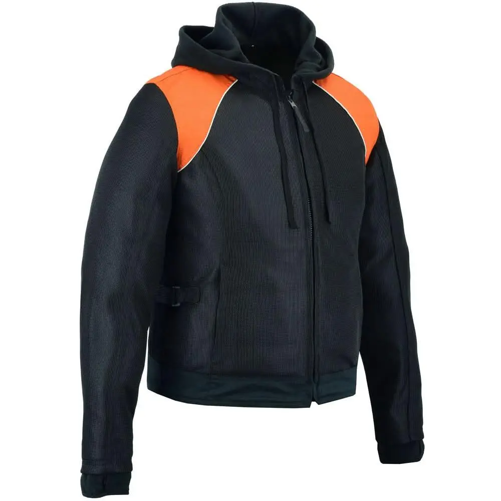 RENEGADE CLASSICS Women's 3-in-1 Long Sleeve Mesh Fabric Sporty Riding Jacket with Removable Hoodie and Armored Pockets for Motion Protection, Female, Motion Protection Women's Sports Jacket, Mesh Panels Women's Sports Jacket