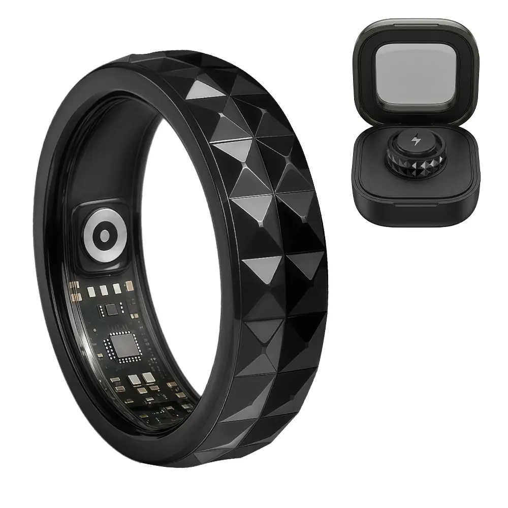 Smart Ring Health Tracker, 24/7 Sleep Tracking Fitness Ring with Heart Rate, Blood Oxygen, Stress Monitoring, Activity Tracking, No Subscription Fee, Android & iOS Compatible, Waterproof Smart Wearable for Men & Women