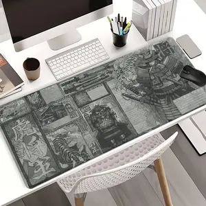 Gray Samurai Tiger Gaming Mouse Pad Extra Large Computer Mouse Pads for Desk xxl Mouse Pad for Laptop Big Mouse Pad Extended Mouse Pad with Non - Slip Rubber Base Stitched Edge for Home and Office