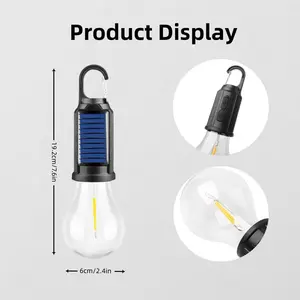 2026 New Solar Camping Light with Hook, Solar Rechargeable LED Tent Light, Waterproof Warm Light Outdoor Hanging Lantern, USB Rechargeable Portable Emergency Light for Hiking, Backpacking, Parties, Festivals, Hurricanes, Home Use, 1/2/4/8 pcs