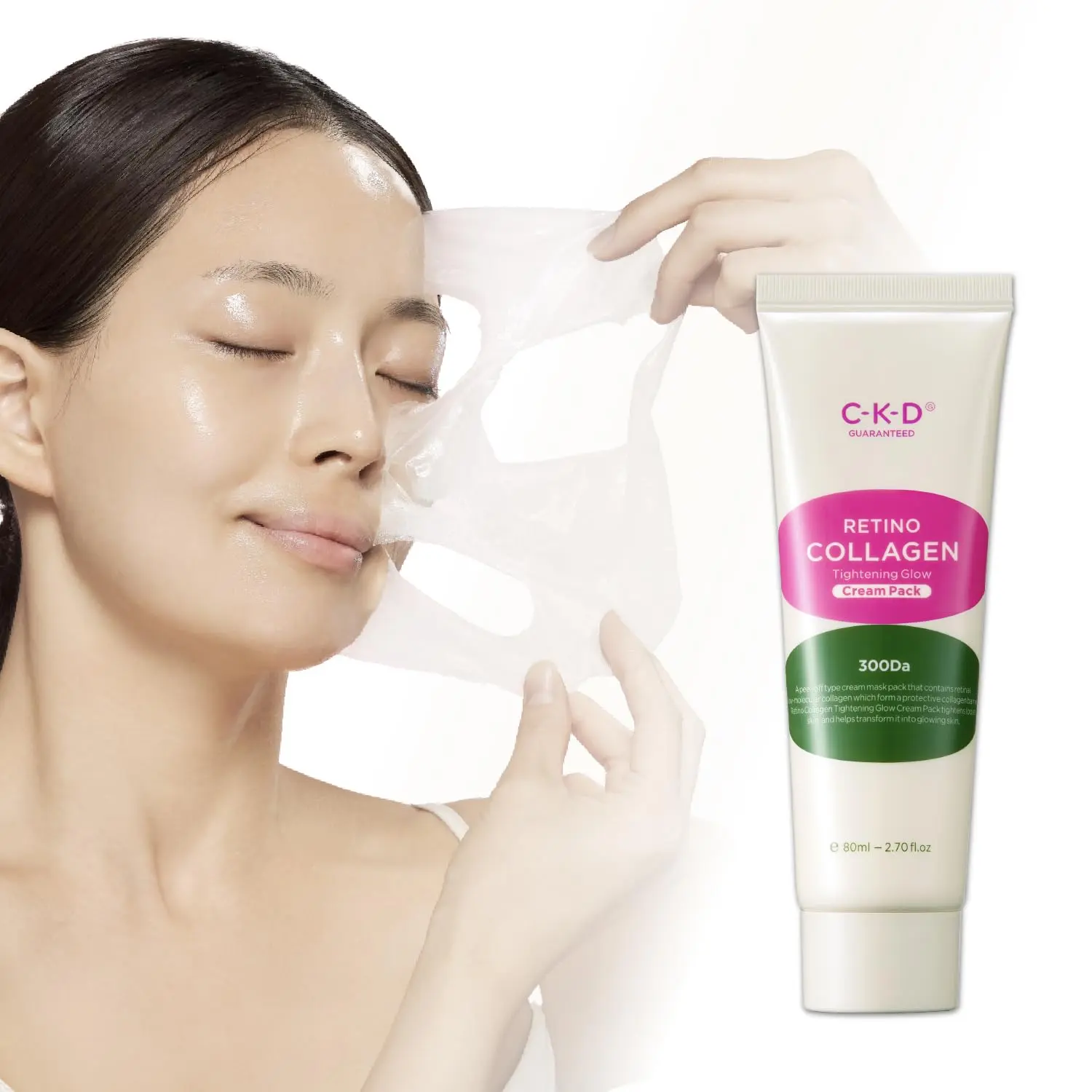 CKD Guaranteed Retinal Collagen Cream Mask, Peel-Off Formula for Firming & Pore Tightening with Low-Molecular Collagen, Unisex Korean Skin Care, 2.7 fl oz, Travel Size, Firms Skin, Low-Molec Colla