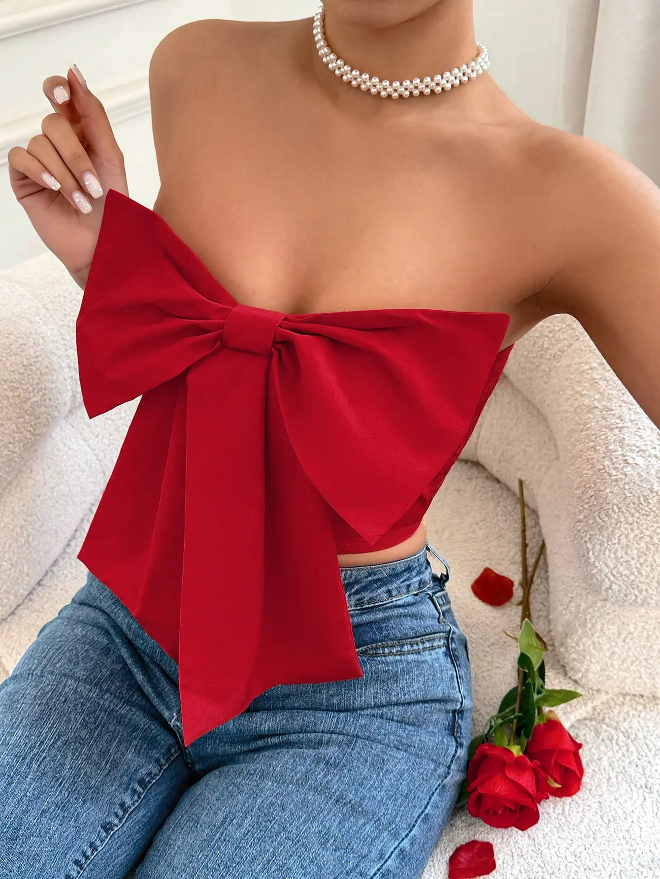 Women’s Bow Bustier Top Elegant Corset Style Crop Top Summer Going Out Blouse, coquette aesthetic top, y2k bustier women, elegant crop top, going out top women,
