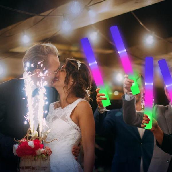 100Pack LED Foam Sticks Multi-Color Glow Sticks with 3 Flash Modes Battery-Powered High-Reflective Polymer for Parties Music Festivals Graduations Halloween Favors New Year Wedding Carnival Camping Party Decoration Gifts for Birthday Anniversary Plastic