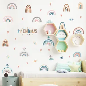 Pastel Rainbow Wall Stickers – Easy Peel & Stick Cute Nursery Decals Cute Nursery Stickers for babies kids room stickers design decor cozy stickers  renter-friendly room stickers