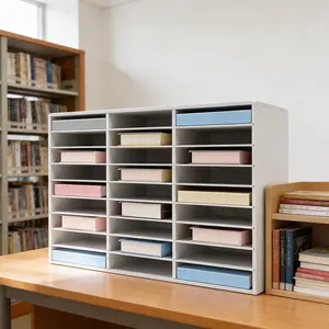 27-Slot PVC File Organizer, 50KG Capacity A4 Paper Document Storage Cabinet, Heavy Duty Office Literature Organizer with Removable Shelves