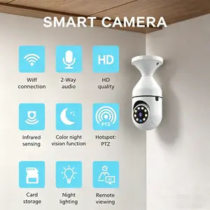 360° Panoramic Light Bulb Security Camera Wireless WiFi Dual Night Vision Two Way Audio