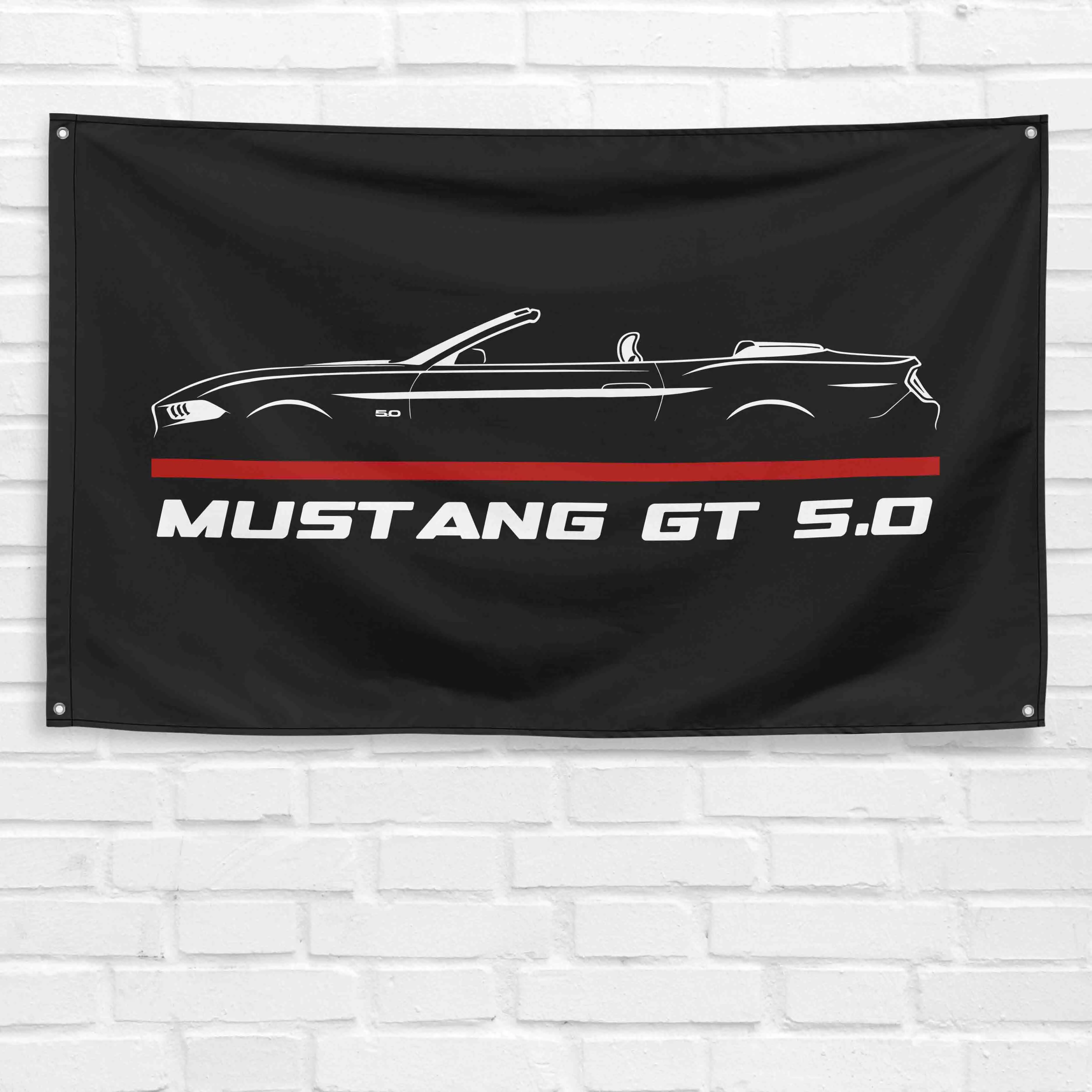2019 Mustang GT Convertible Car Decorative Flag, 3 x 5 ft Durable Polyester Grommeted Banner, Lightweight Synthetic Hanging Wall Art for Garage, Festive Birthday Gift with Bold Colors