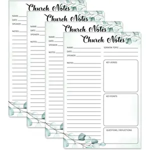 4 count Church Notes Notebook Prayer Request Journal   Sermon Record Supplies Colorful Religious Notepads 5.5 x 8.5 Inch Each with 25 Pages