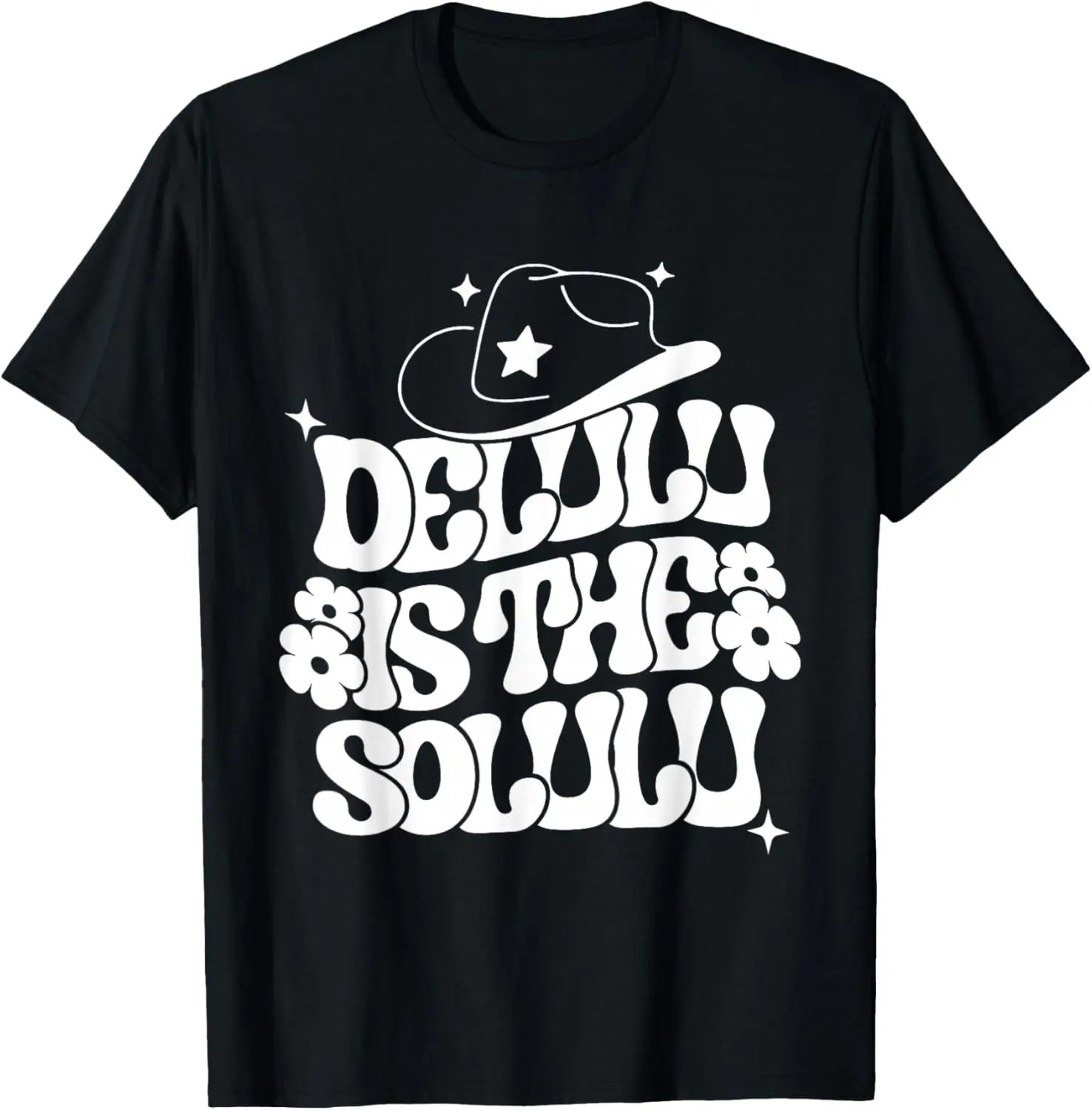 Men's Delulu Is The Solulu Pure Cotton Graphic T-Shirt, Soft Casual Fitness Streetwear Top, Short-Sleeve, Gifts for Men
