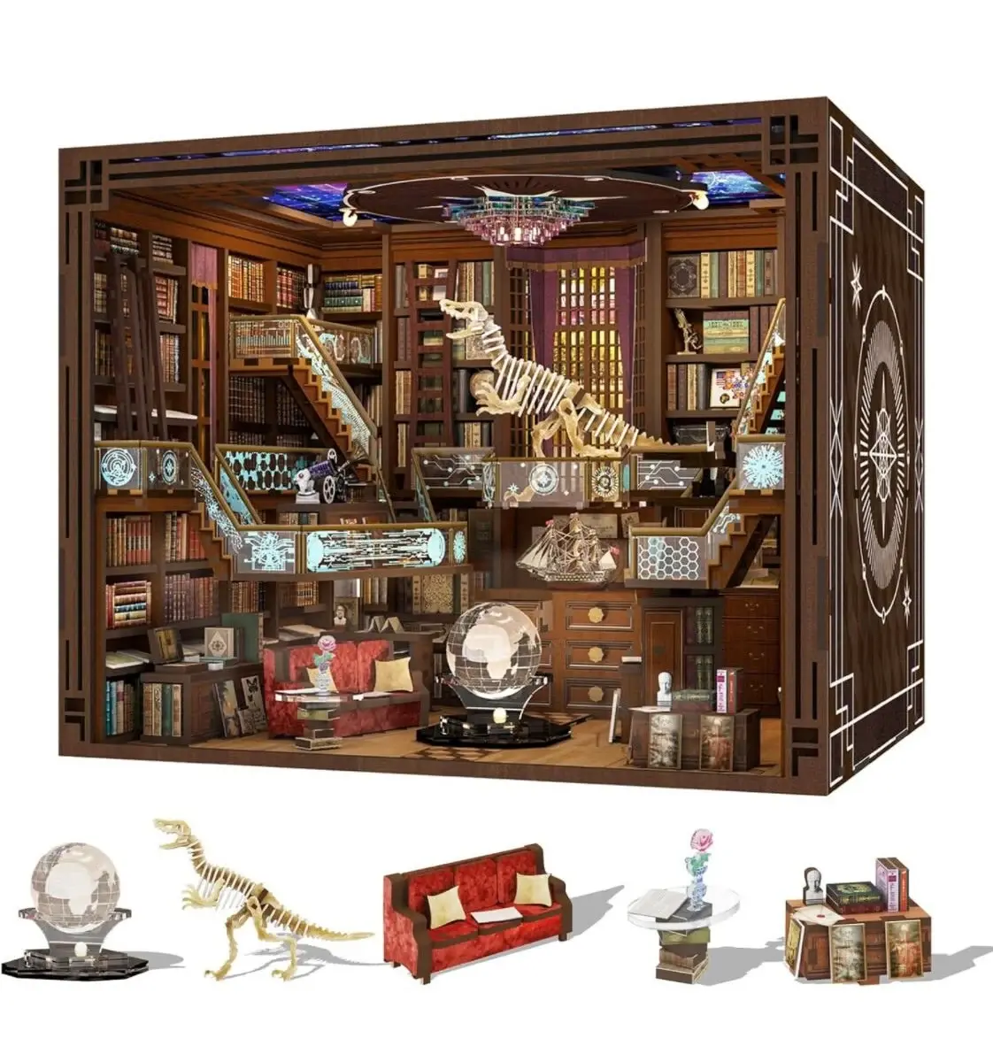 Beyond MAX of Books Wooden Book Nook: 3D Miniature Library Shelf Insert