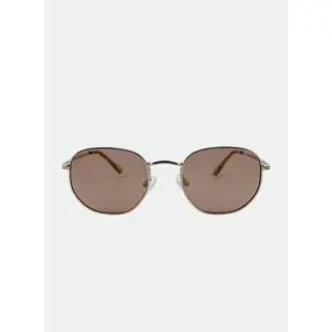 OTRA Bowie Gold Stylish Hexagonal Metal Frame Sunglasses with Brown Lenses 100% UV Protection & Vegan Pouch