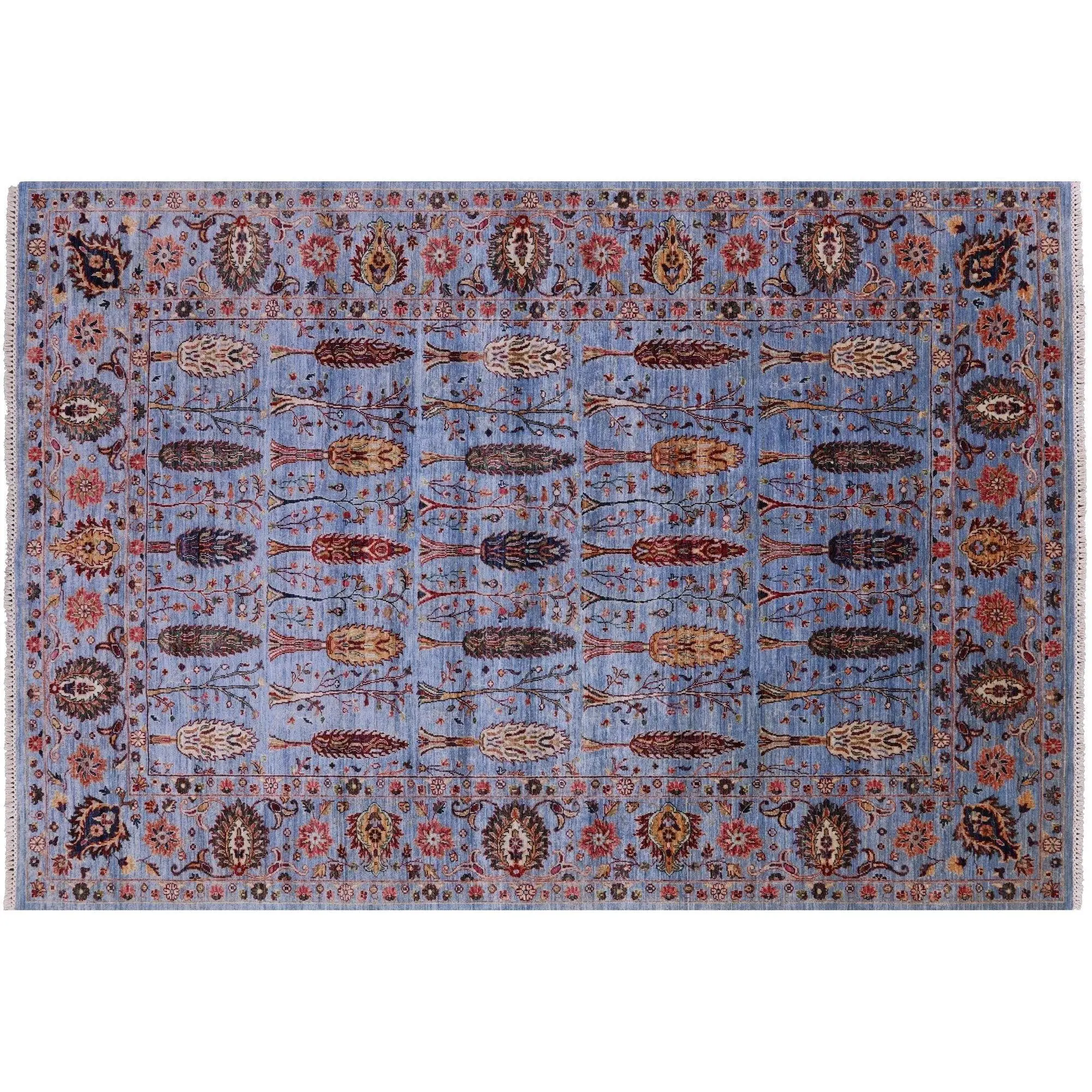 Blue Persian Ziegler Hand-Knotted Wool Rug 6' 10" X 9' 8" - Q12756