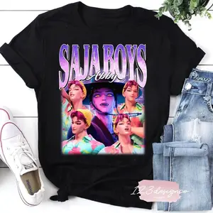 Abby Saja Boys Bootleg Vintage T-Shirt, Retro Bootleg K-Pop Graphic Tee, Vaporwave Boy Band Parody Shirt, Fandom Unisex Shirt DP8