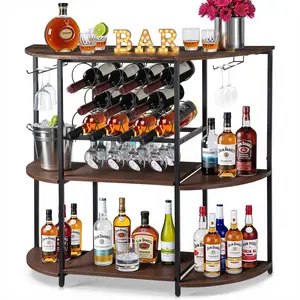 Mini Home Bar Cabinet - Versatile Wine Rack & Glass Holder for Living Room & Dining Room