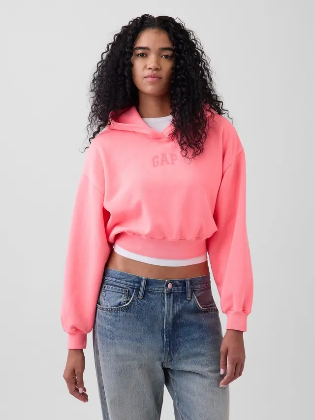 Gap Women's VintageSoft Oversized Crop Logo Hoodie