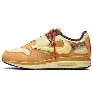 nike Travis Scott x Nike Air Max 1 Retro Wheat Low-Top Breathable Casual Running Shoes for Men and Women  skepta  tailwind Workout Sneakers summer shoes trending shoes nike sketchers