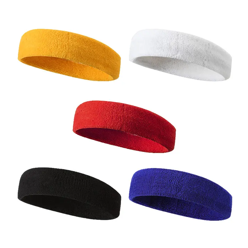Unisex Plain Solid Cotton Terry Cloth Headbands - Retro 80s/90s Style, Moisture-Wicking, Copper-Accent Casual Fashion Accessories for Adults, Simple Band