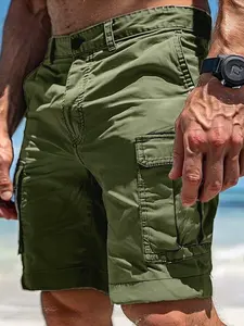 Summer Men's Multi-Pocket Workwear Five-Quarter Shorts, Loose Straight Leg Breathable Casual Pants, Multiple Colors Available, Outdoor Beach Wear
