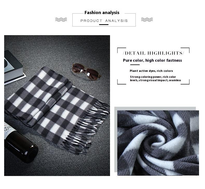 Autumn And Winter Black And White Plaid Plus-sized Thickening Thermal Men's And Women's Scarf