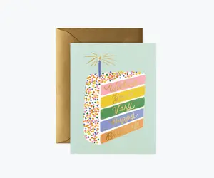 Rifle Paper Co. Boxed Cake Slice Birthday Greeting Cards, Unique Design, Foil Finish with Envelopes (Office Stationery Supplies), Greeting Card, Card Design